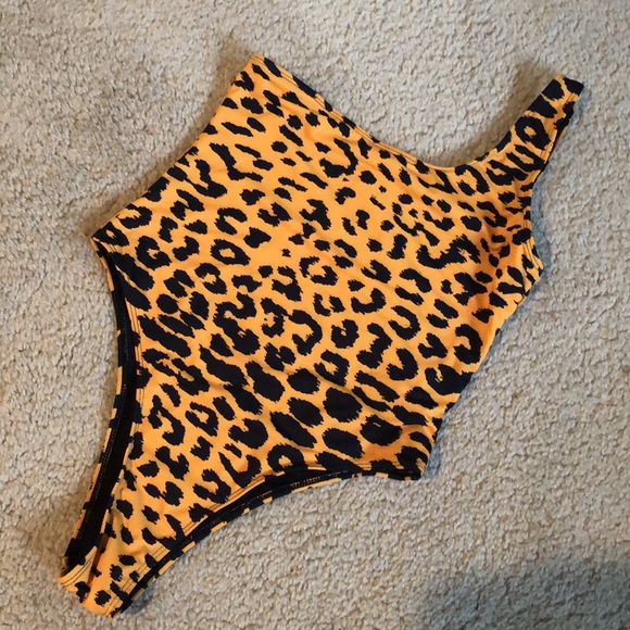 one shoulder leopard print one piece tank swim body suit - Picture 6 of 12